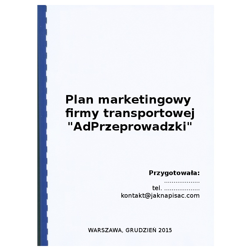 Plan marketingowy firmy transportowej "AdPrzeprowadzki"