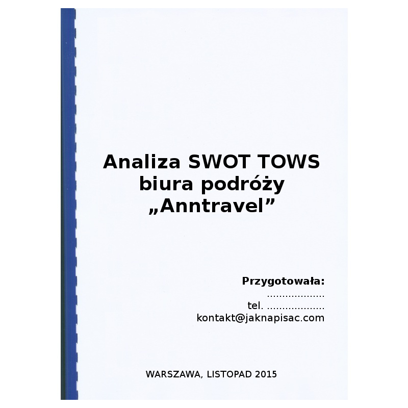 Analiza SWOT TOWS biura podróży "Anntravel" - przykład