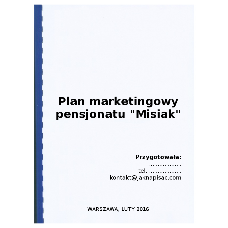 Plan marketingowy pensjonatu "Misiak" - przykład